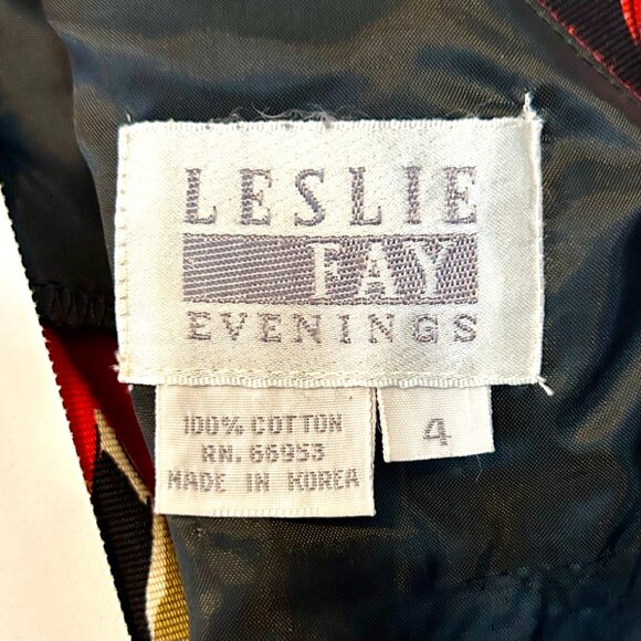 Vintage Leslie Faye 80’s Open-Back Floral Bow Cocktail Dress - Picture 9 of 10